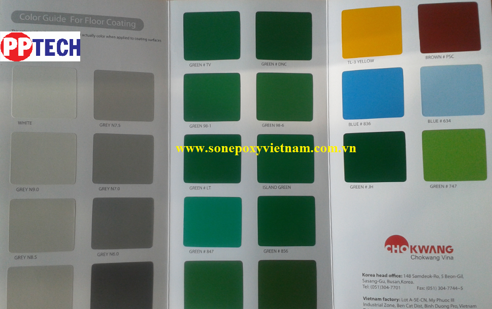 bảng màu sơn epoxy chokwang